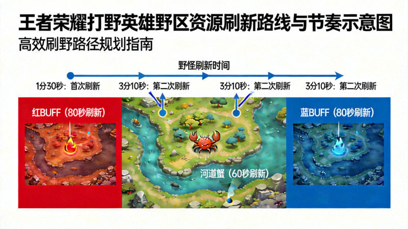 王者荣耀打野英雄野区资源刷新路线与节奏示意图